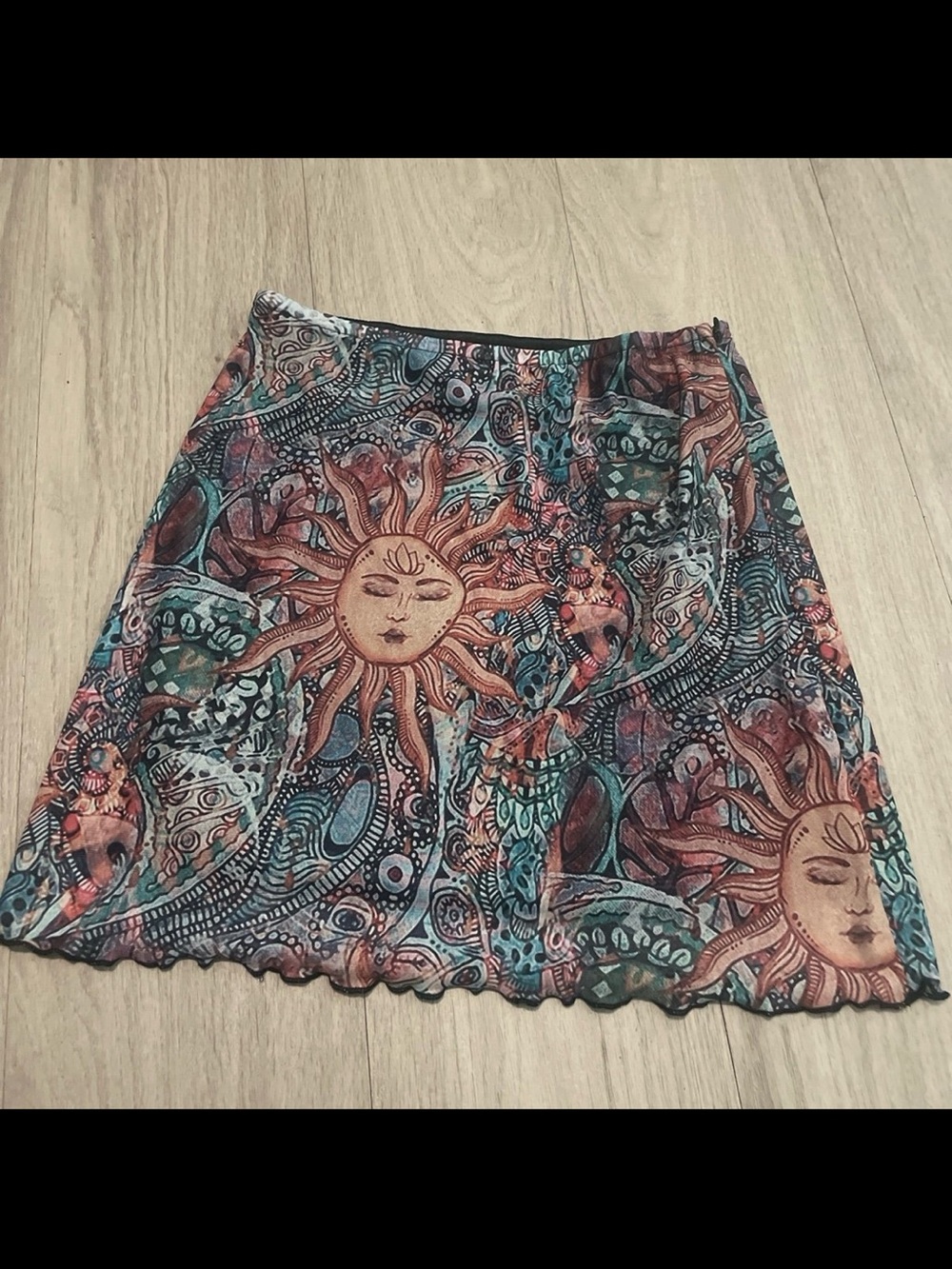 Bohemian Sunprint A-Line Skirt in Multicolor
